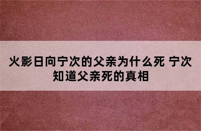 火影日向宁次的父亲为什么死 宁次知道父亲死的真相